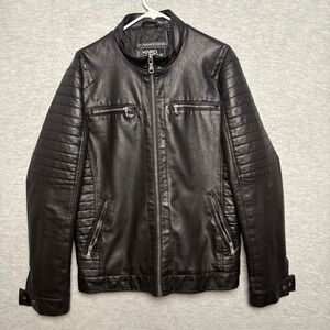 Hard Edge Smooth Vegan Leather Jacket Soft Quilted Racer Grunge Punk Y2K Men L